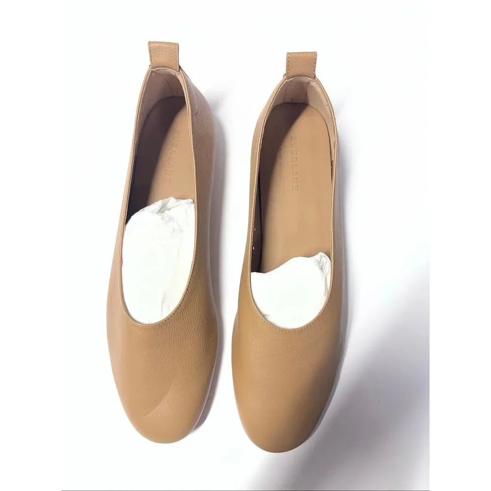 Everlane The Italian Leather Day Glove Caramel Ballets Flat Shoes Size 10.5 NWB
